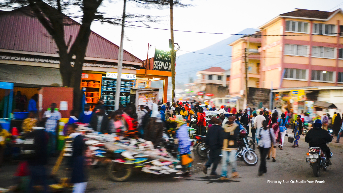 Busy market in Tanzania